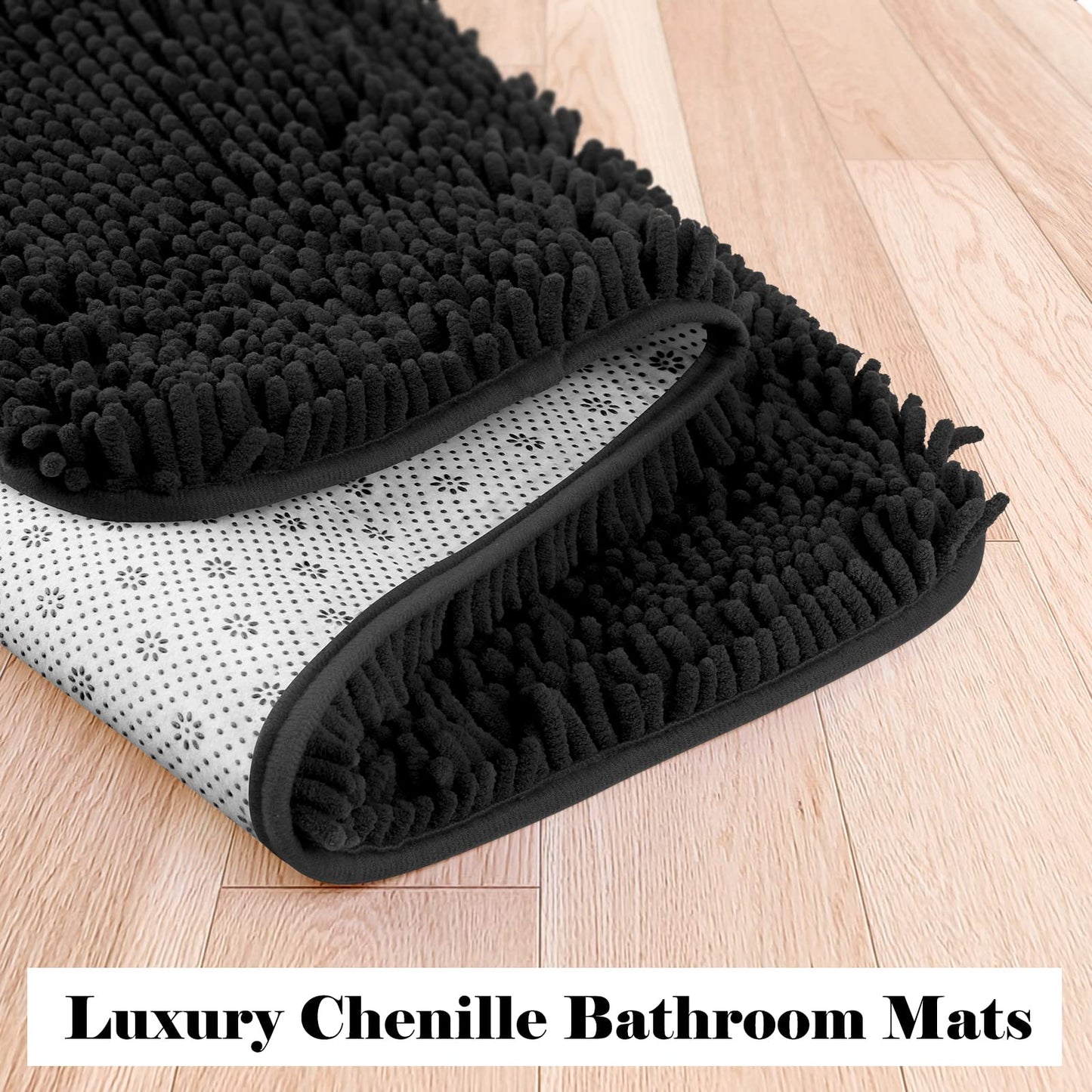 FEELSO 3 Pieces Luxury Chenille Non Slip Soft Absorbent Carpets