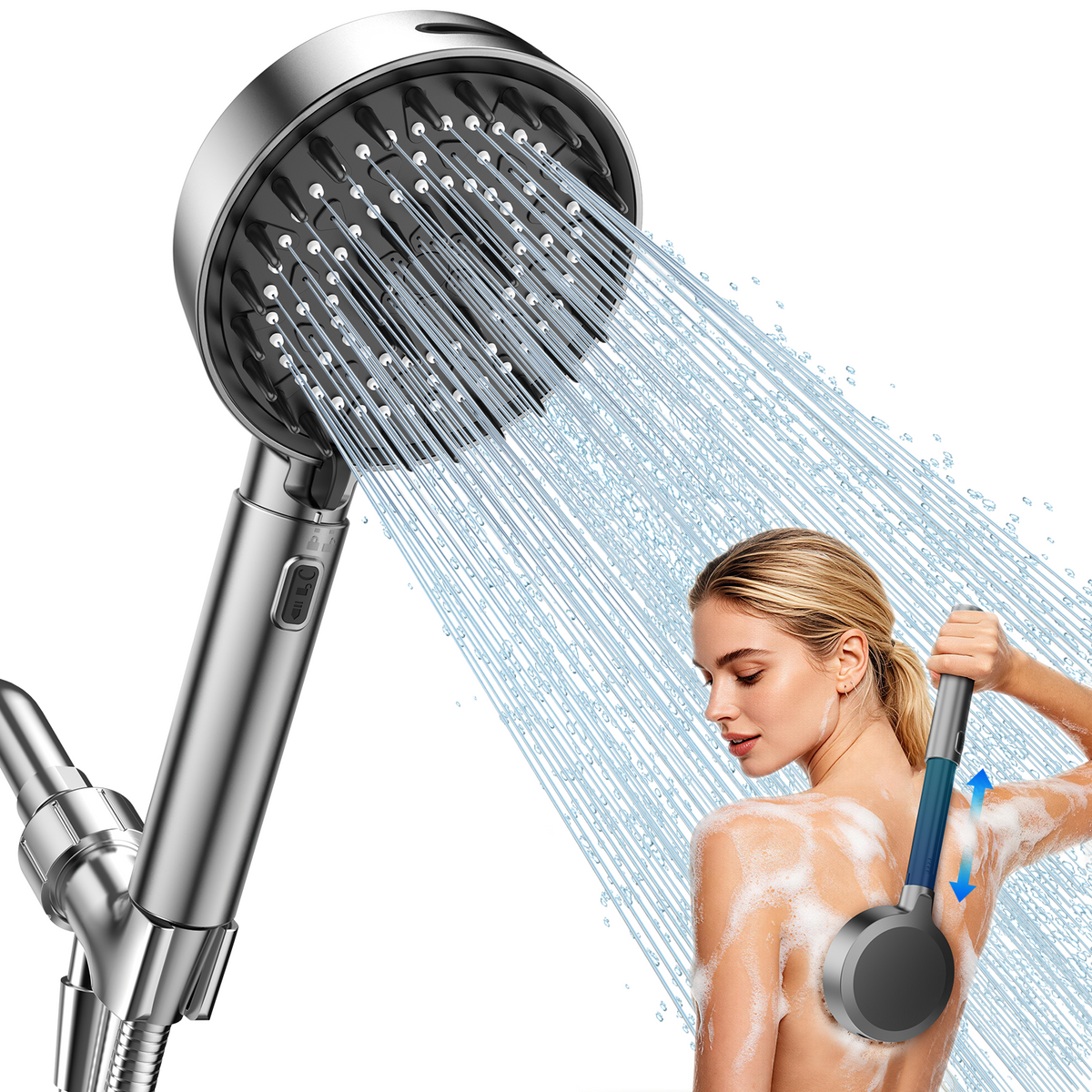 FEELSO Extendable Massage Shower Head – Adjustable Handheld Showerhead with Flexible Reach