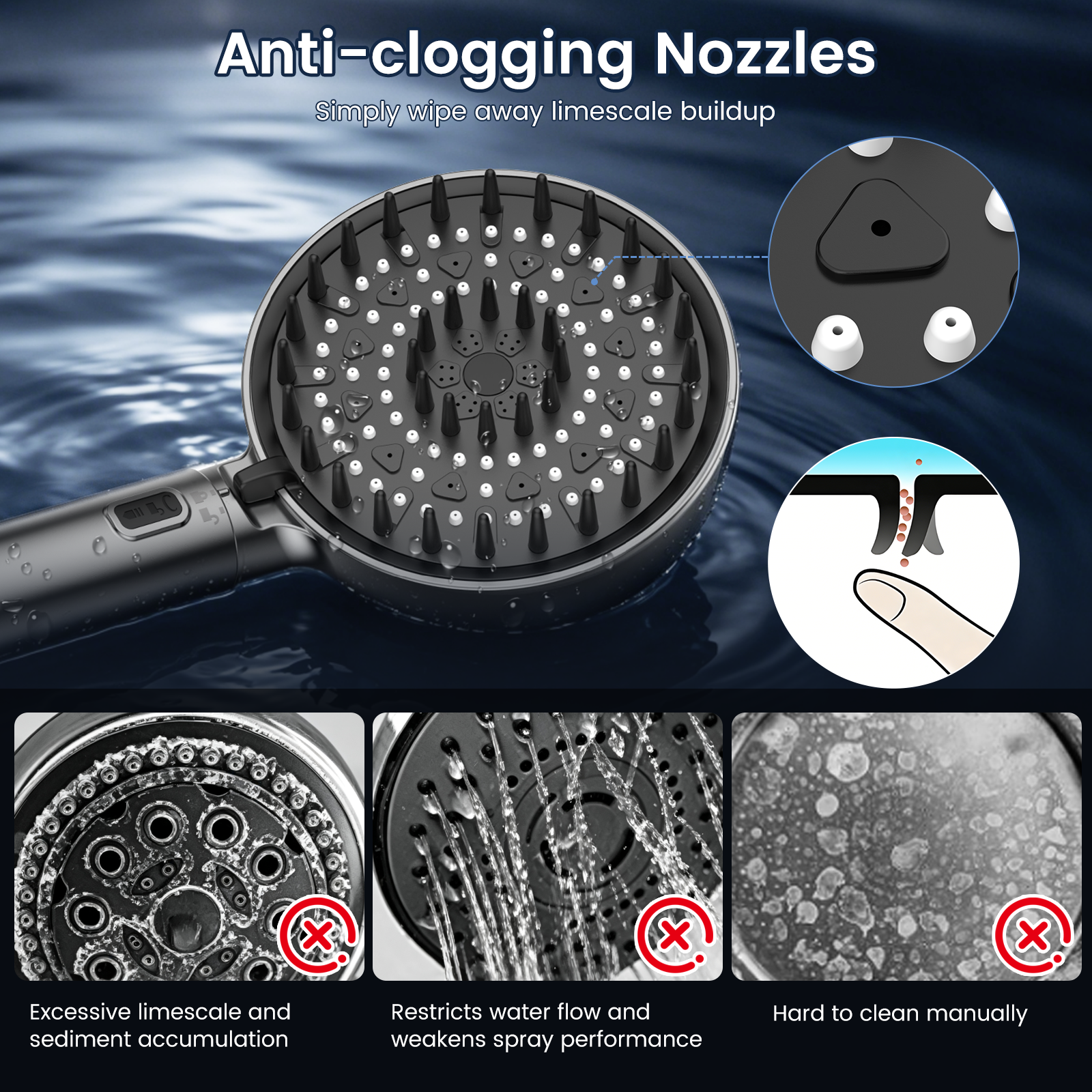 FEELSO Extendable Massage Shower Head – Adjustable Handheld Showerhead with Flexible Reach