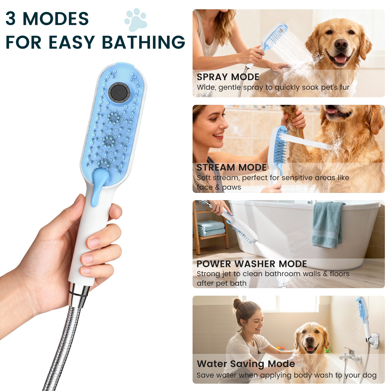 FEELSO 4-Function Handheld Pet Showerhead