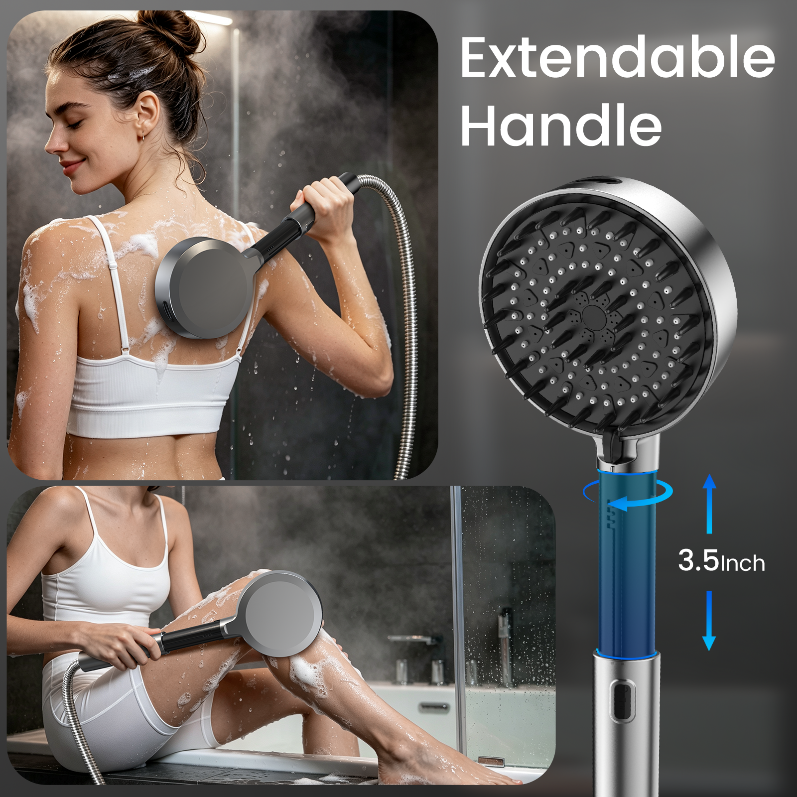 SS1 Gen 1 Extendable Massage Shower | High Pressure Flexible Shower Set