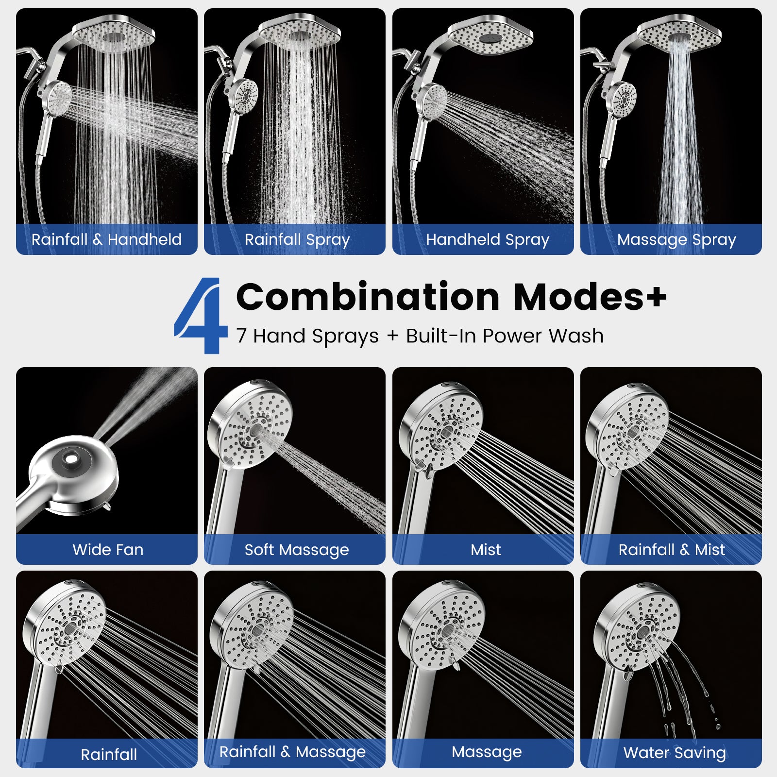 TDL1 4-Function Magnetic Shower Head Set