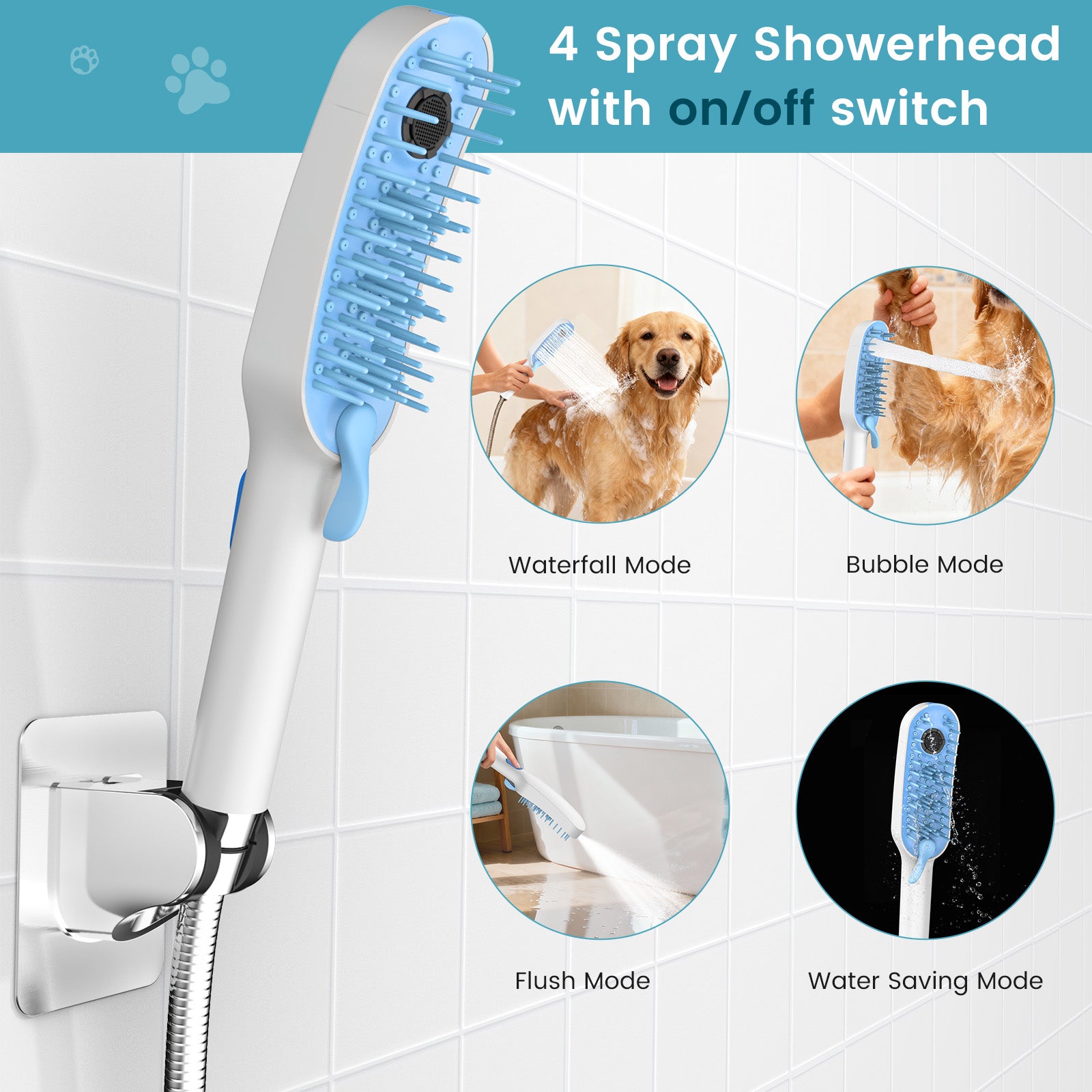 FEELSO 4-Function Handheld Pet Showerhead