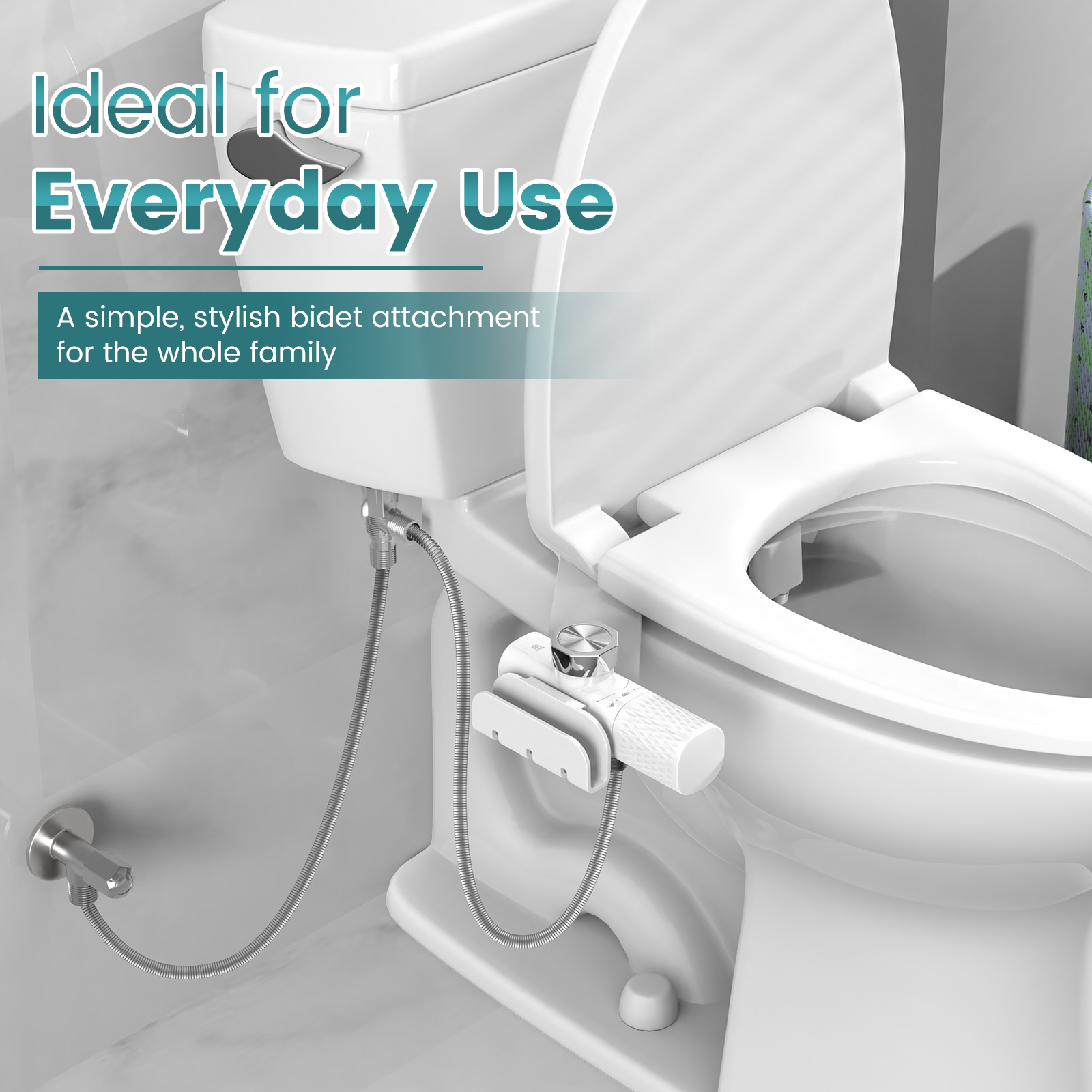 FEELSO Bidet Attachment for Toilet with Filter, Bidet Toilet Seat with Self-Cleaning Dual Nozzle (Frontal/Rear Wash), Ultra-Slim & Non-Electric bidet Sprayer for Hard Water, Adjustable Water Pressure