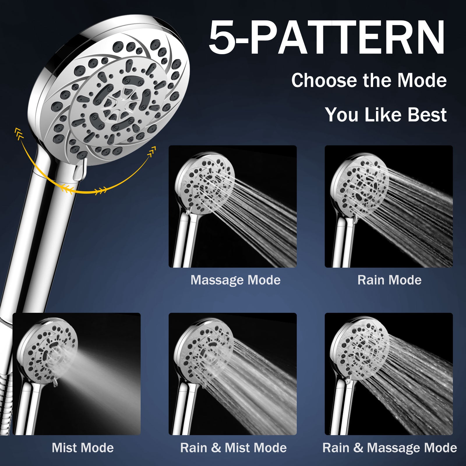 FEELSO SL4 — "Cyclone" Style 5-Setting Handheld Filter Showerhead