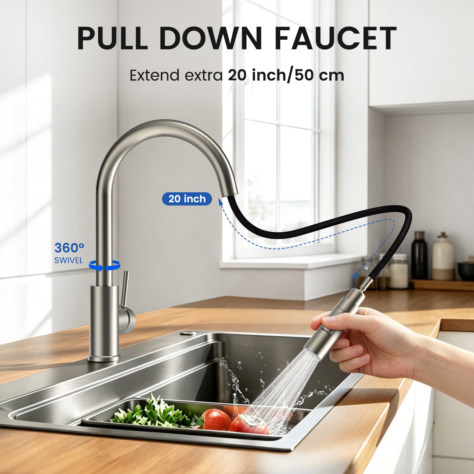 FEELSO FL2S-KE7120LS Brushed Nickel Kitchen Faucet