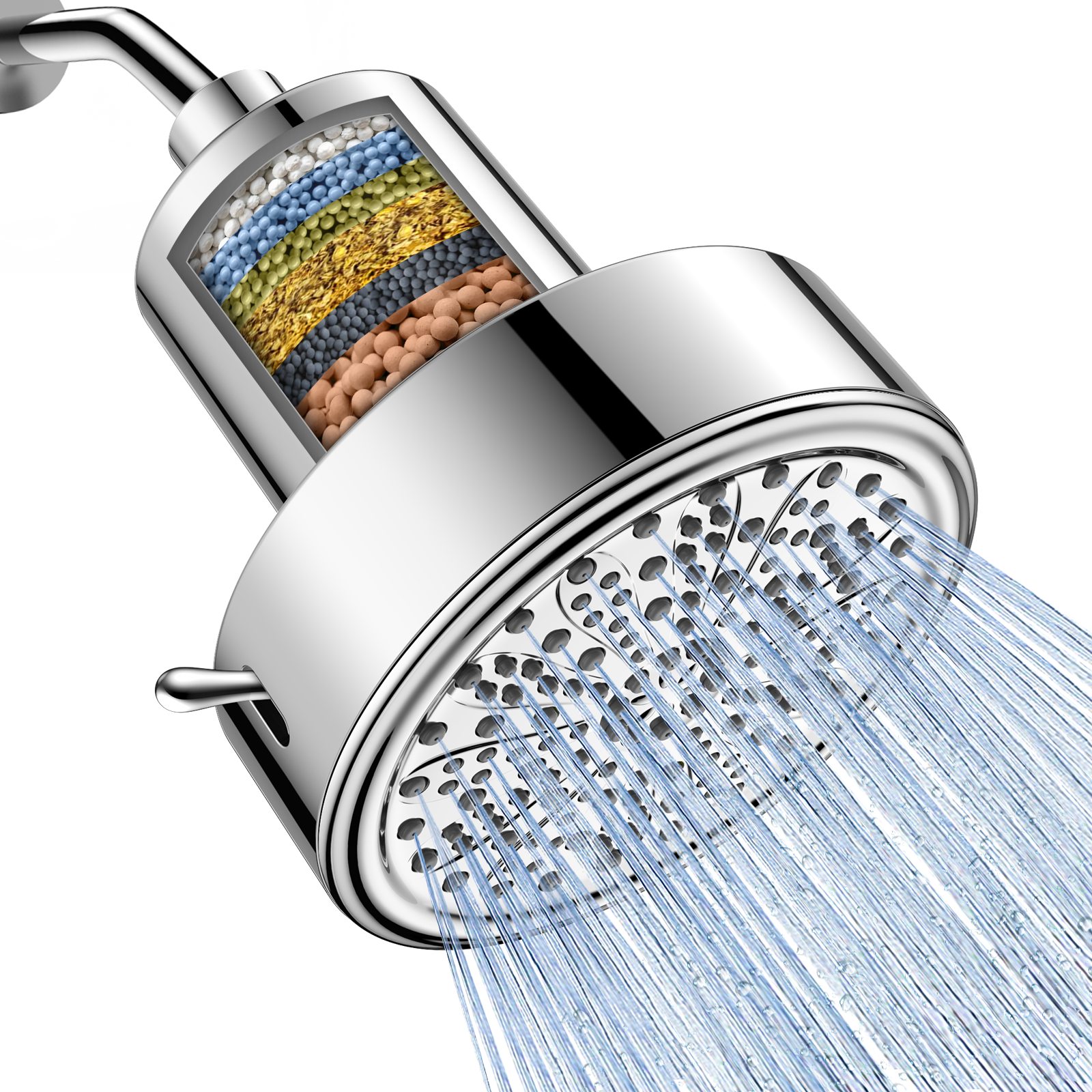 FEELSO Filtered Shower Head, High Pressure 6 Spray Modes Shower Head with Filters for Hard Water Remove Chlorine, Improves Skin & Hair, Rain Showerhead with One-Click Filter Change Design