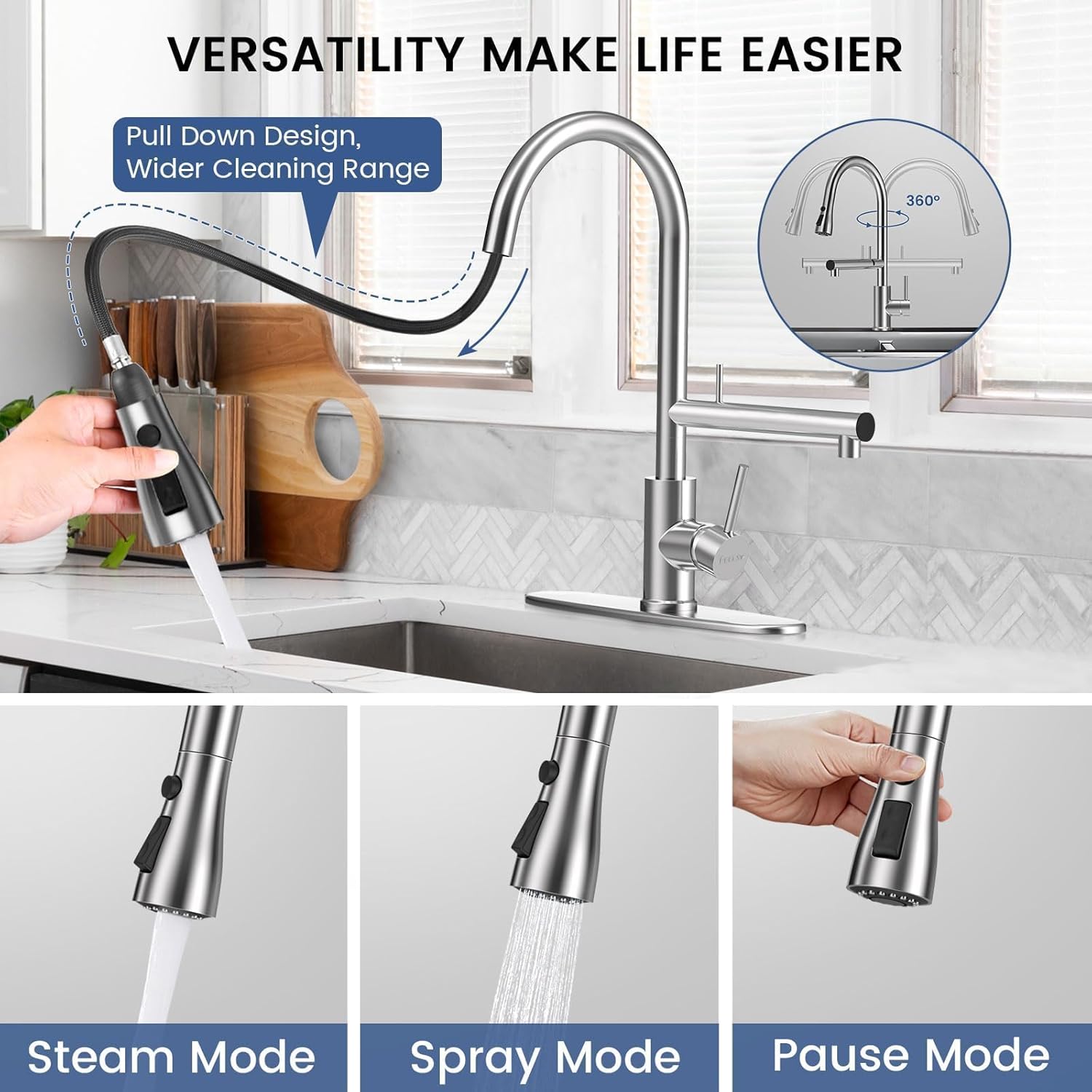 FEELSO Upgraded Filter Water Kitchen Faucet