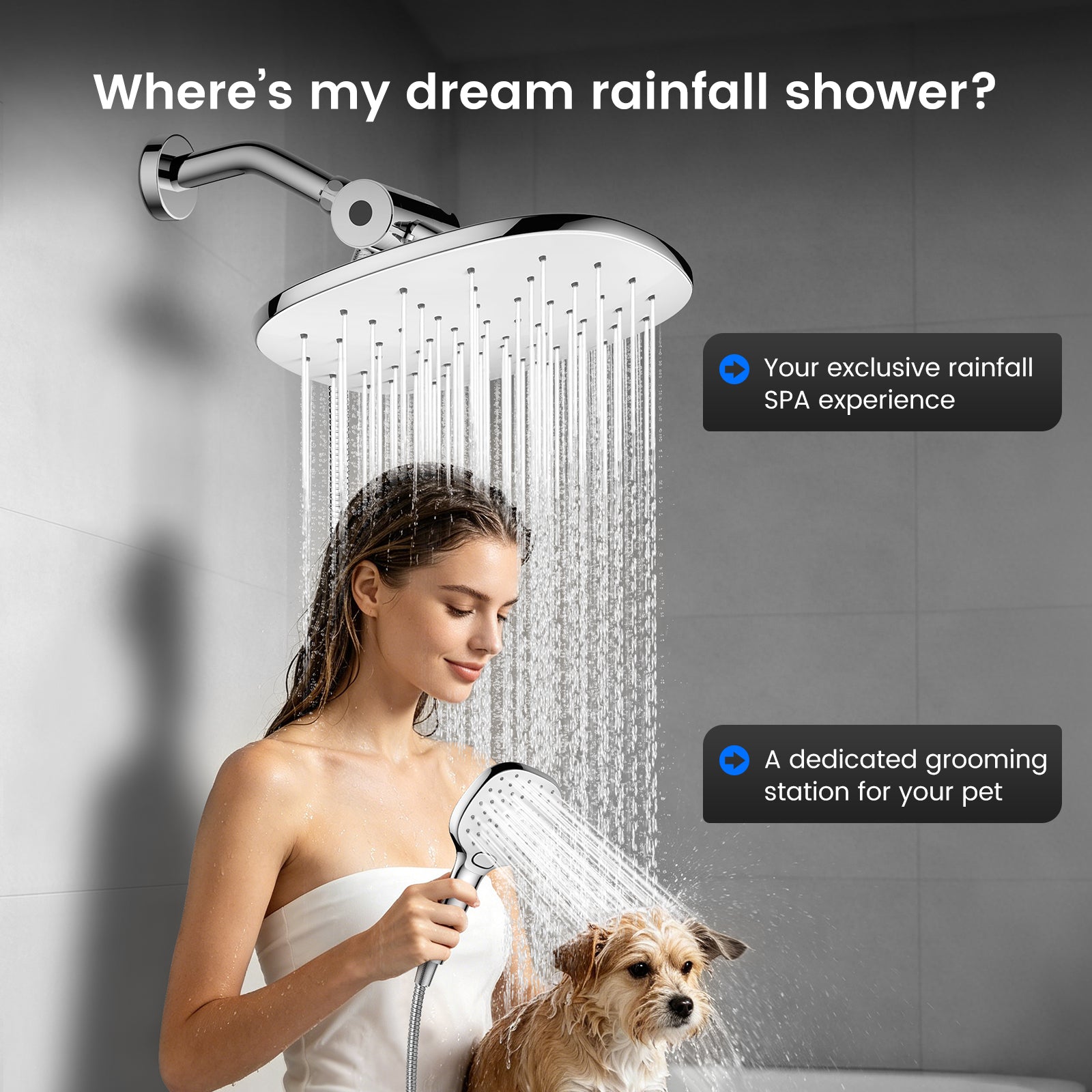 FEELSO T6 Large Rainfall Filtered Shower Head Set