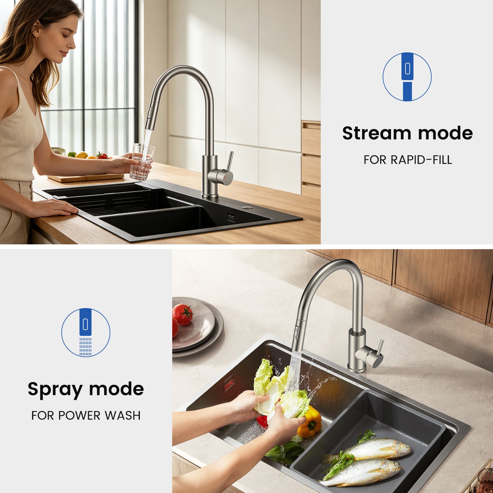 FEELSO FL2S-KE7120LS Brushed Nickel Kitchen Faucet