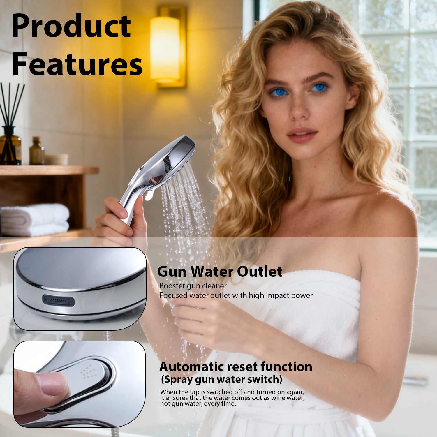 FEELSO High Pressure Shower Head with Hose - 7 Spray Modes & 8 Spray Patterns