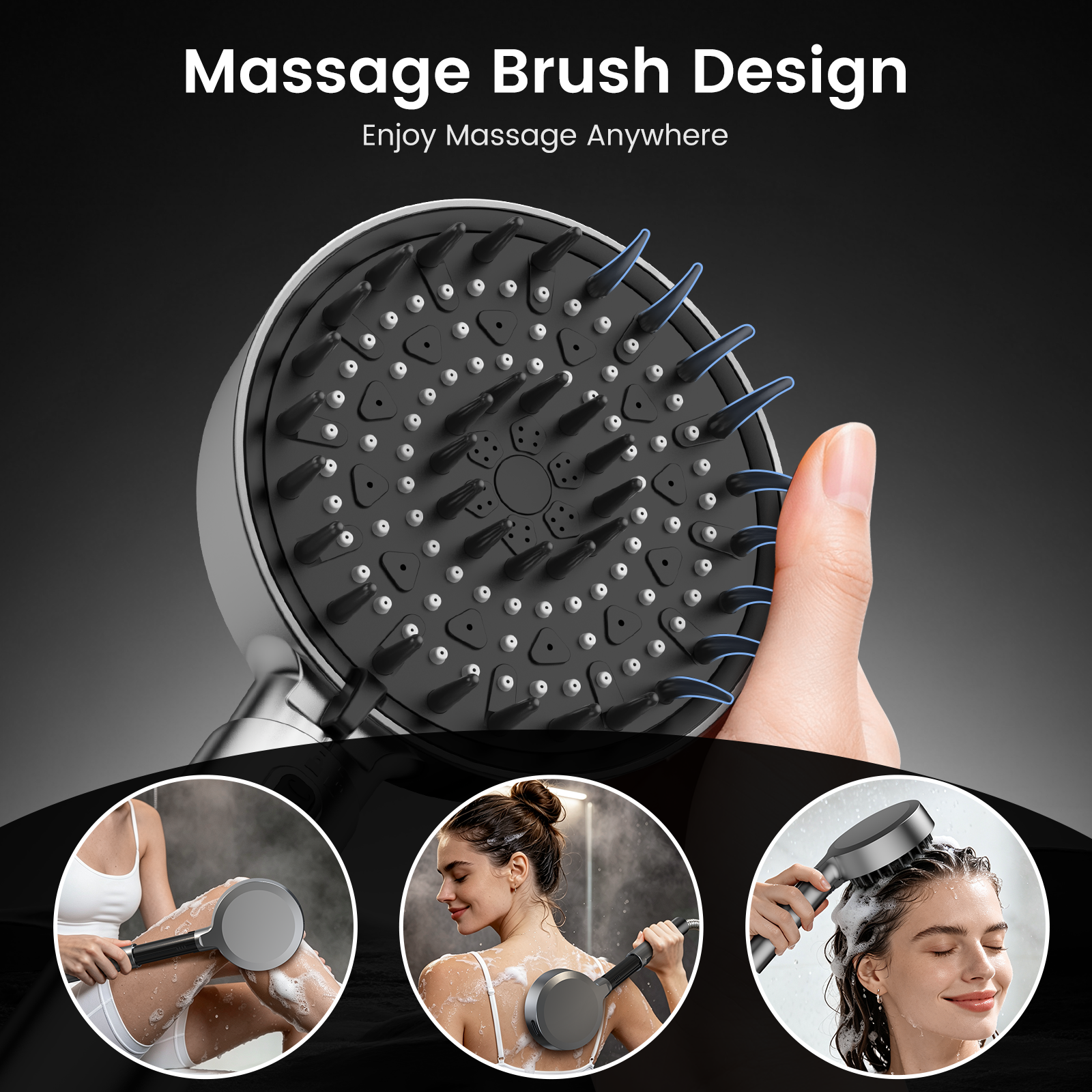 FEELSO Extendable Massage Shower Head – Adjustable Handheld Showerhead with Flexible Reach