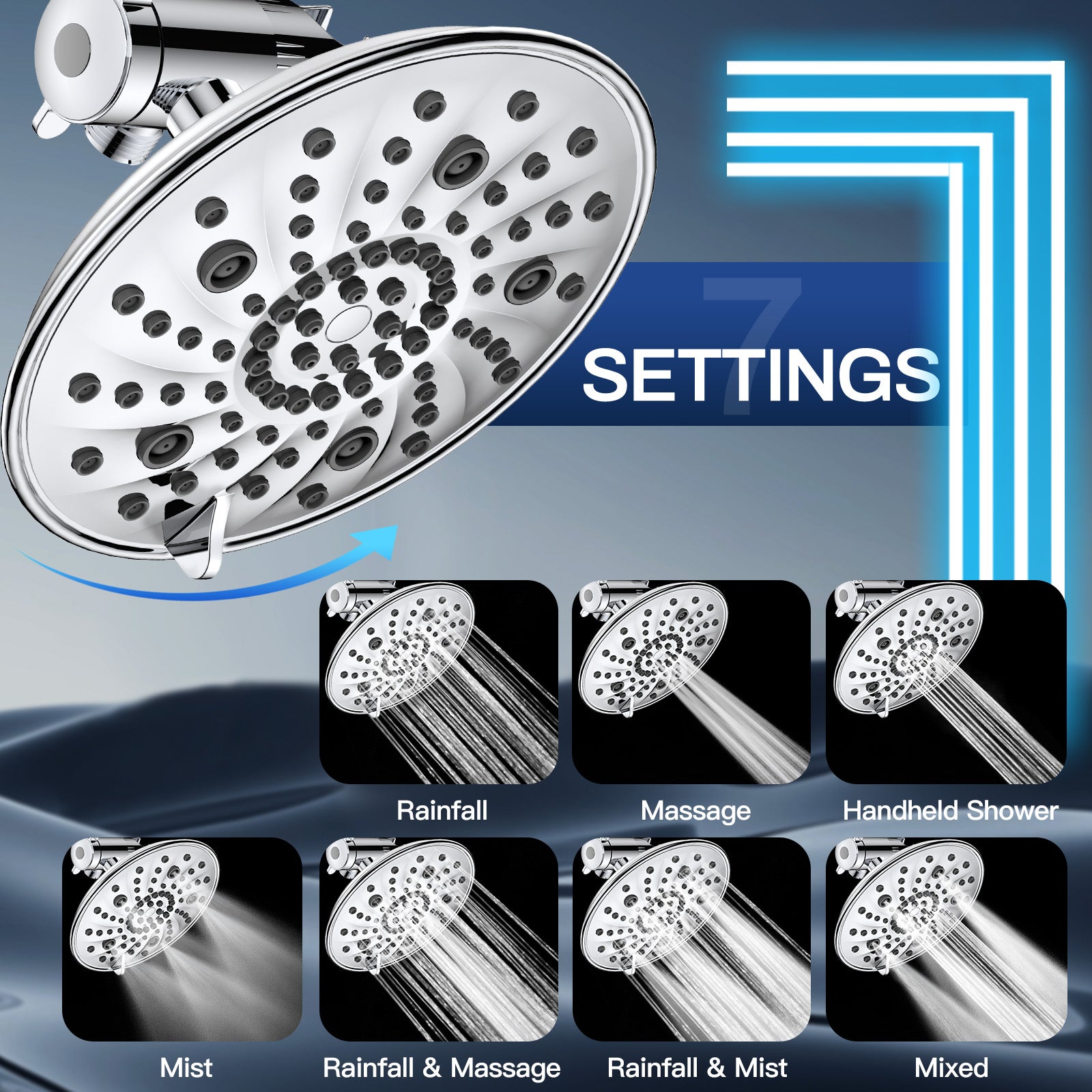 FEELSO T5 Filtered Shower Head Kit | 7+8 Modes High Pressure Massage Shower Set