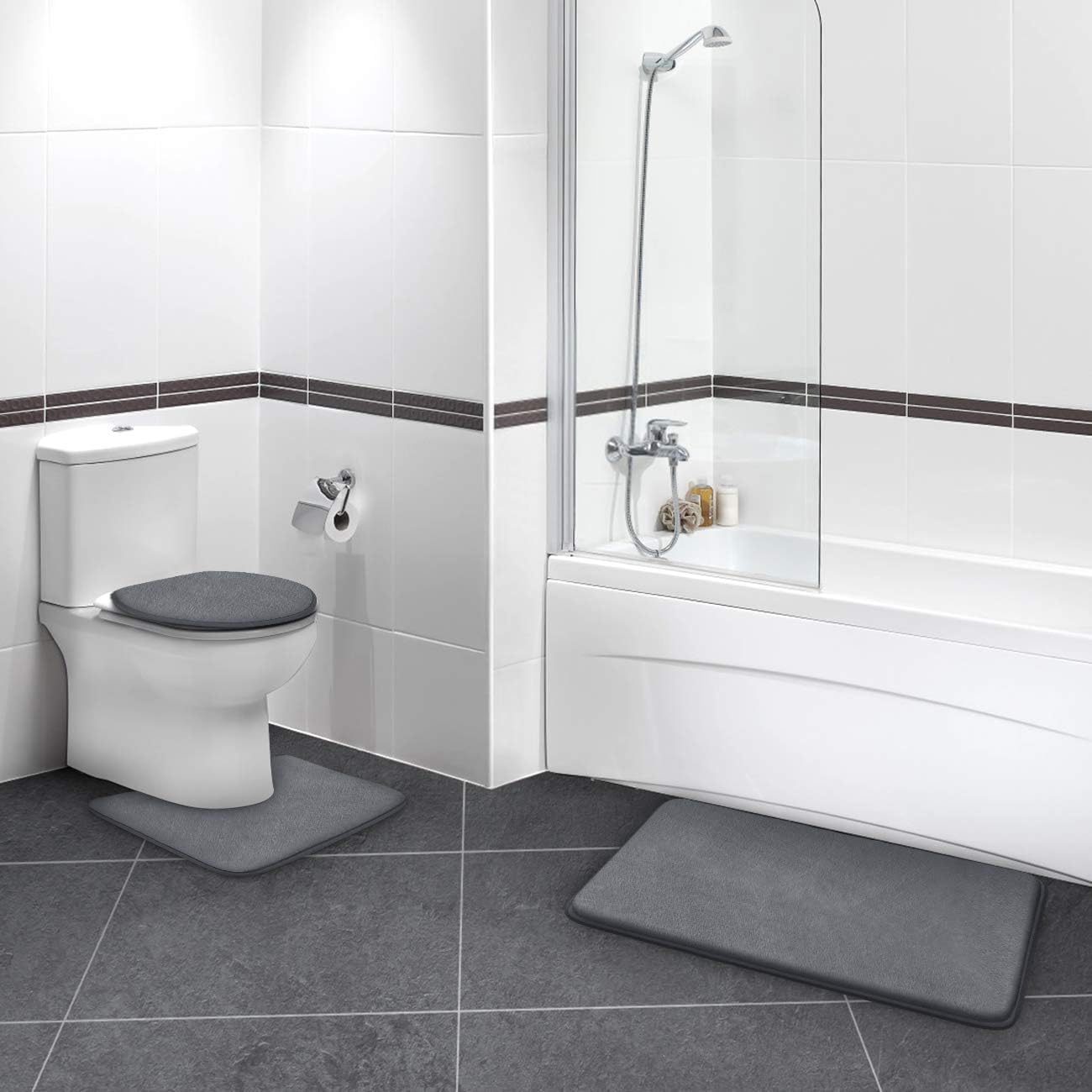 FEELSO 3 Piece Bathroom Rugs Non Slip and Absorbent Mats