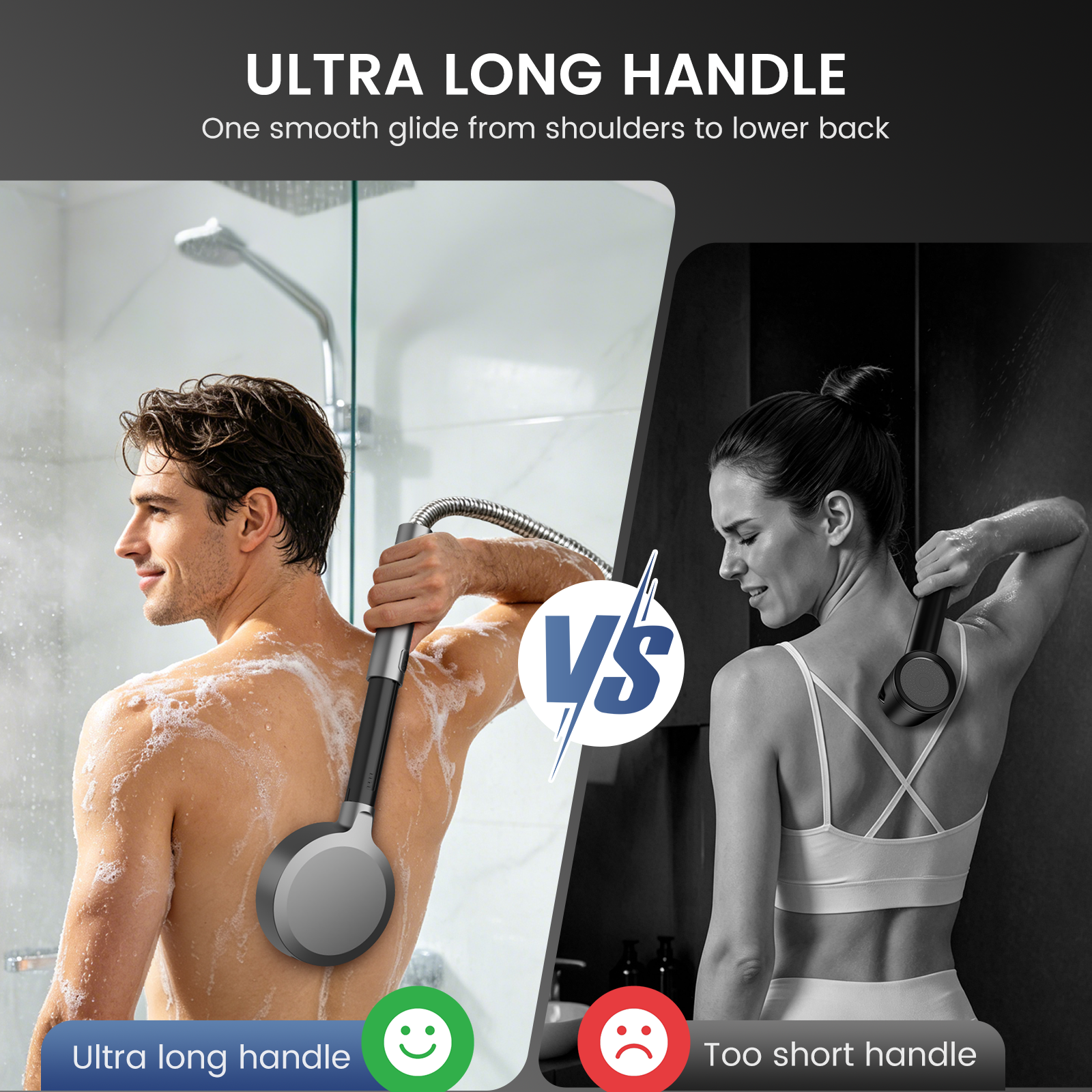 FEELSO Extendable Massage Shower Head – Adjustable Handheld Showerhead with Flexible Reach