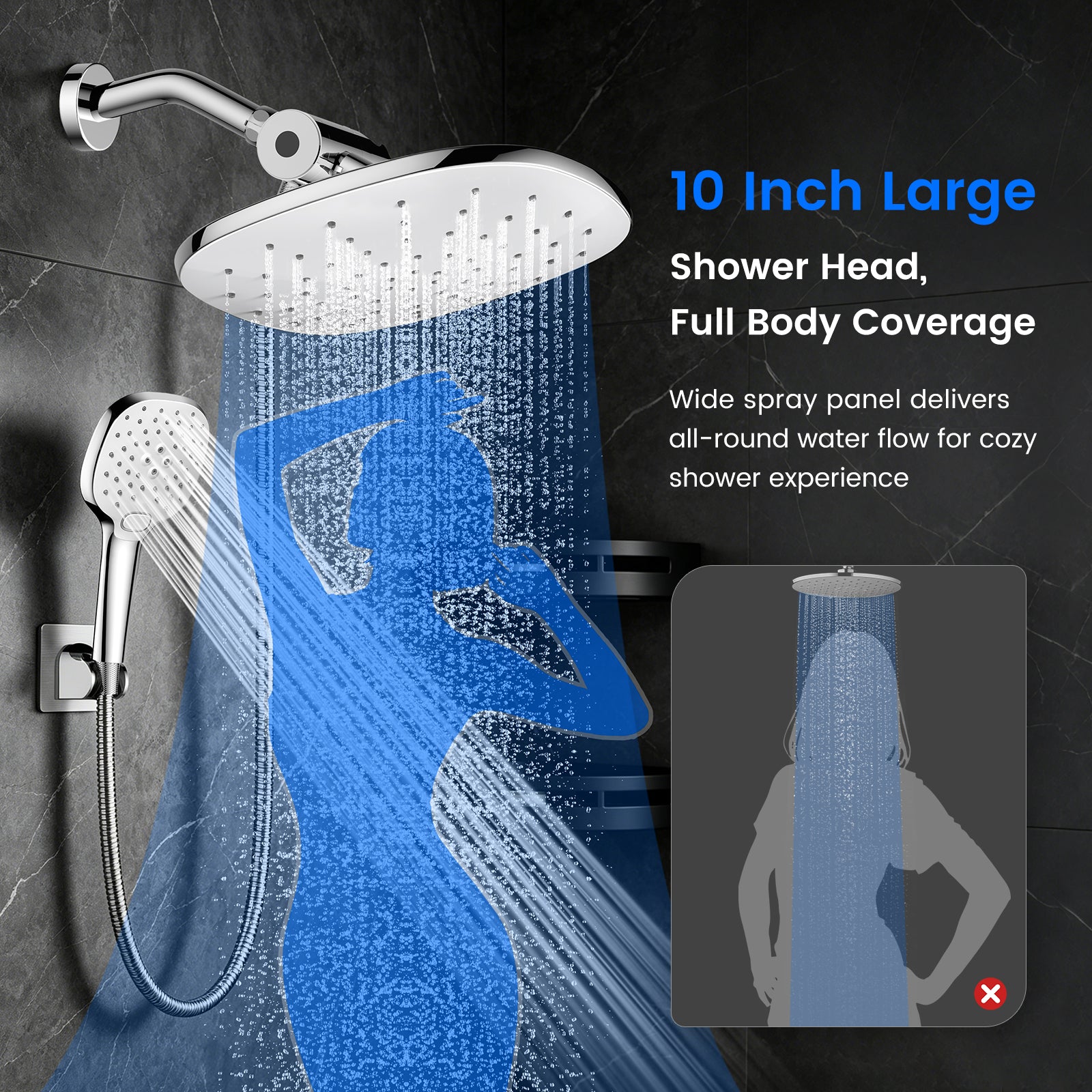 FEELSO T6 Large Rainfall Filtered Shower Head Set