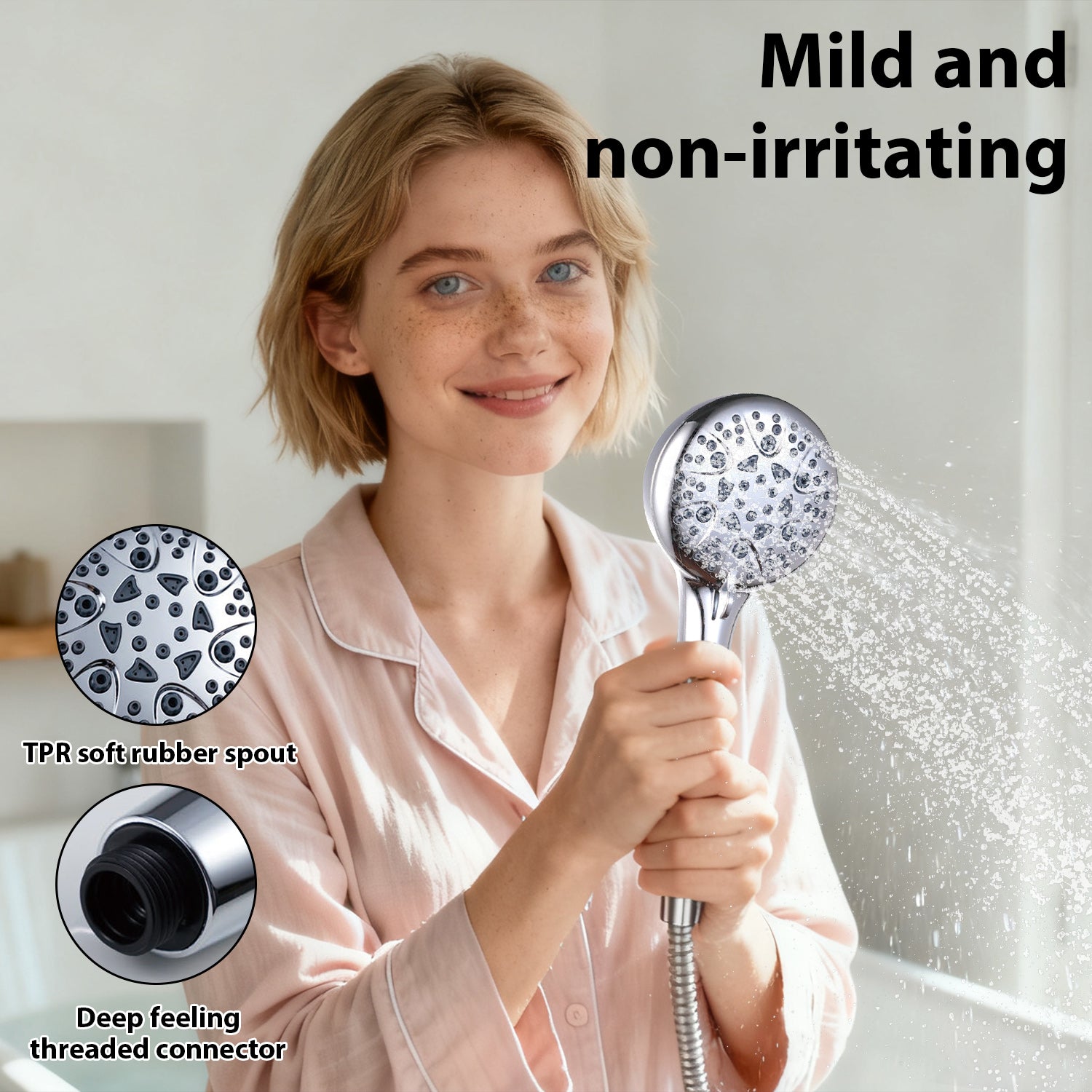 FEELSO High Pressure Shower Head with Hose - 7 Spray Modes & 8 Spray Patterns