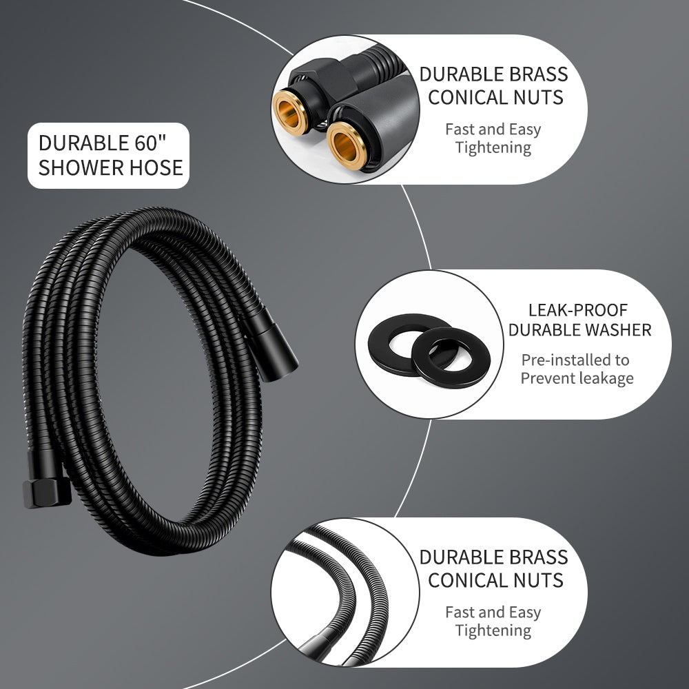 FEELSO High Pressure Handheld Shower Head with Hose & Bracket - 4 Settings/5 Spray Modes (Rain, Massage, Spa, Jet, Pulse)