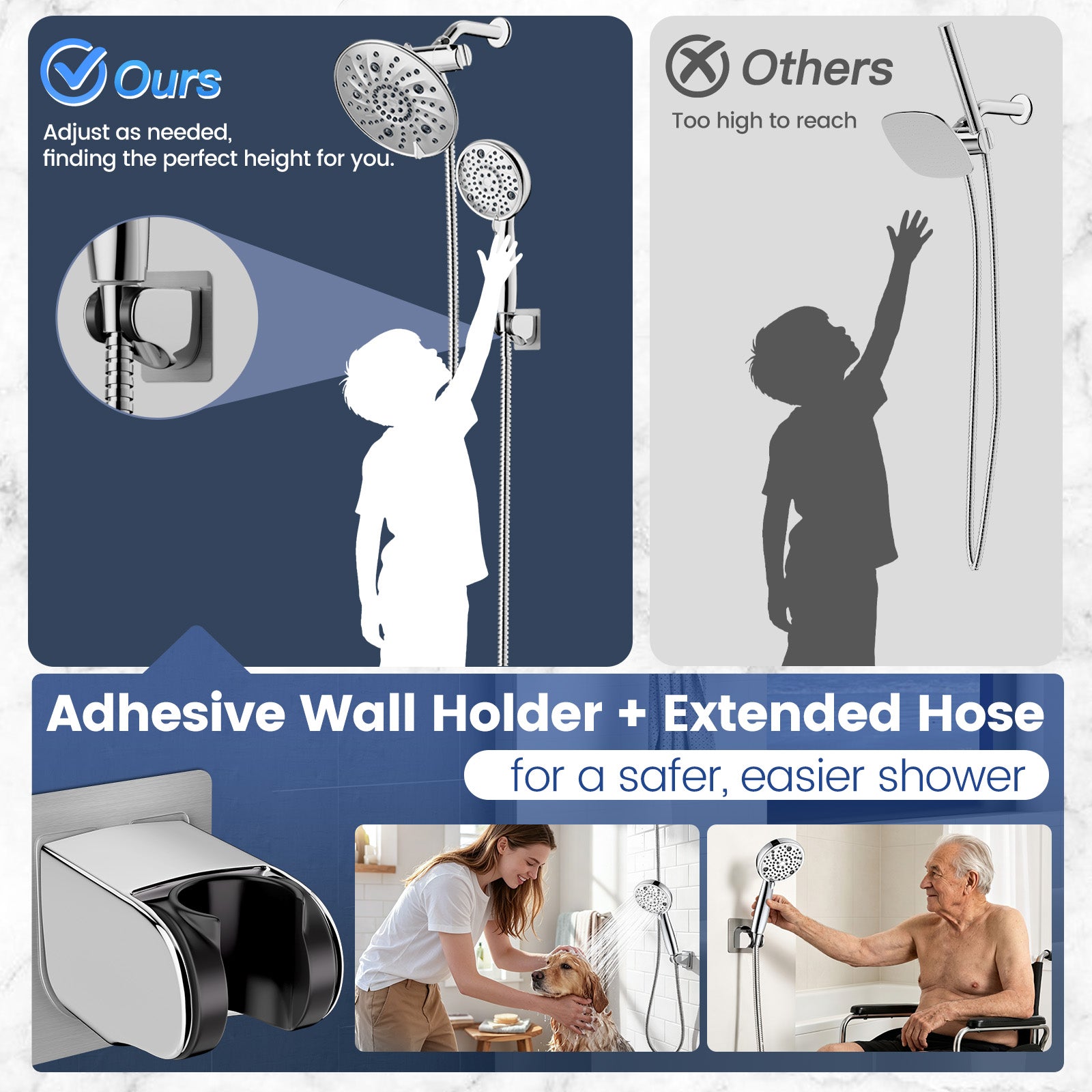 FEELSO T5 Filtered Shower Head Kit | 7+8 Modes High Pressure Massage Shower Set