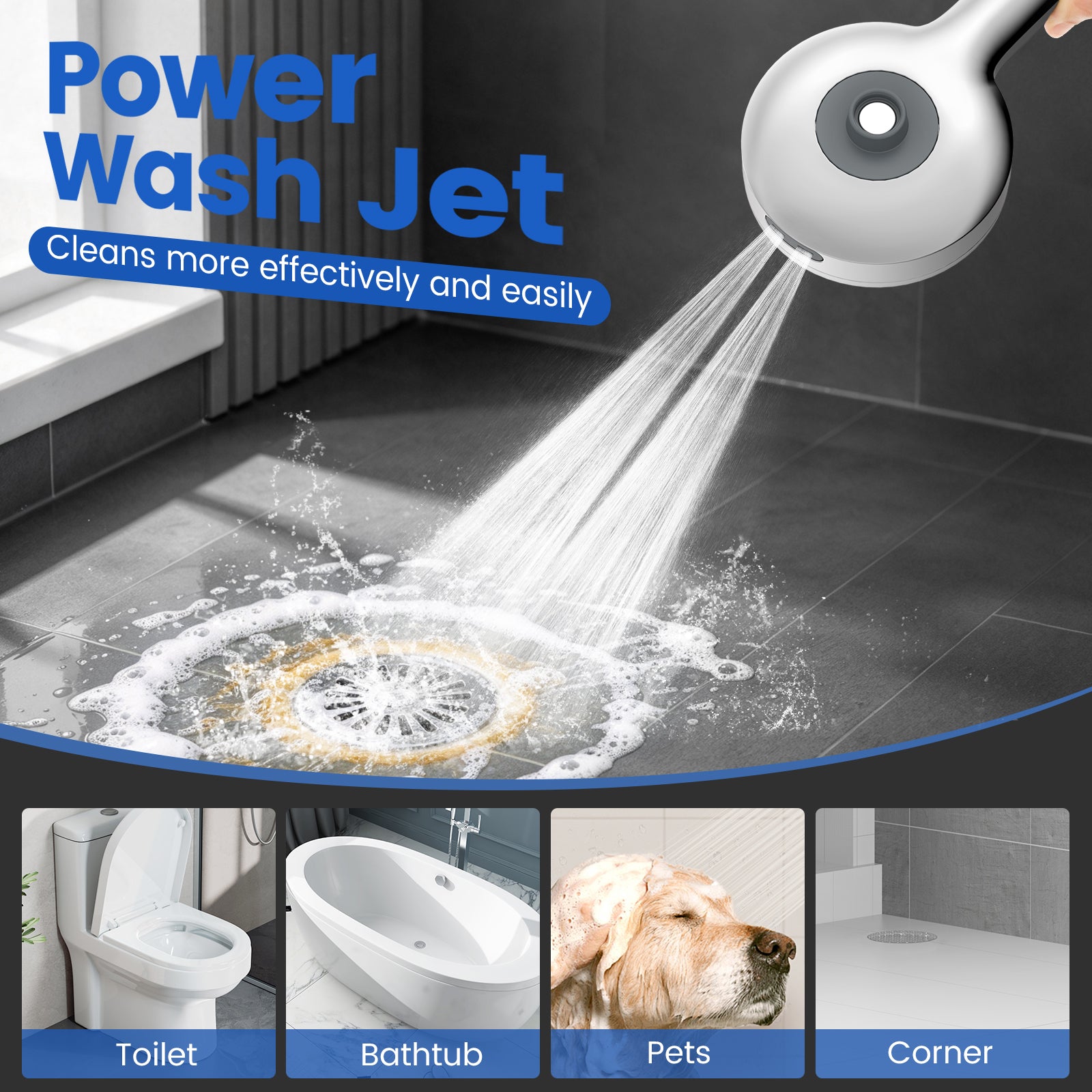 TDL1 4-Function Magnetic Shower Head Set