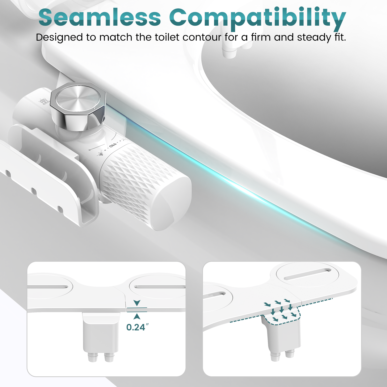 FEELSO Bidet Attachment for Toilet with Filter, Bidet Toilet Seat with Self-Cleaning Dual Nozzle (Frontal/Rear Wash), Ultra-Slim & Non-Electric bidet Sprayer for Hard Water, Adjustable Water Pressure
