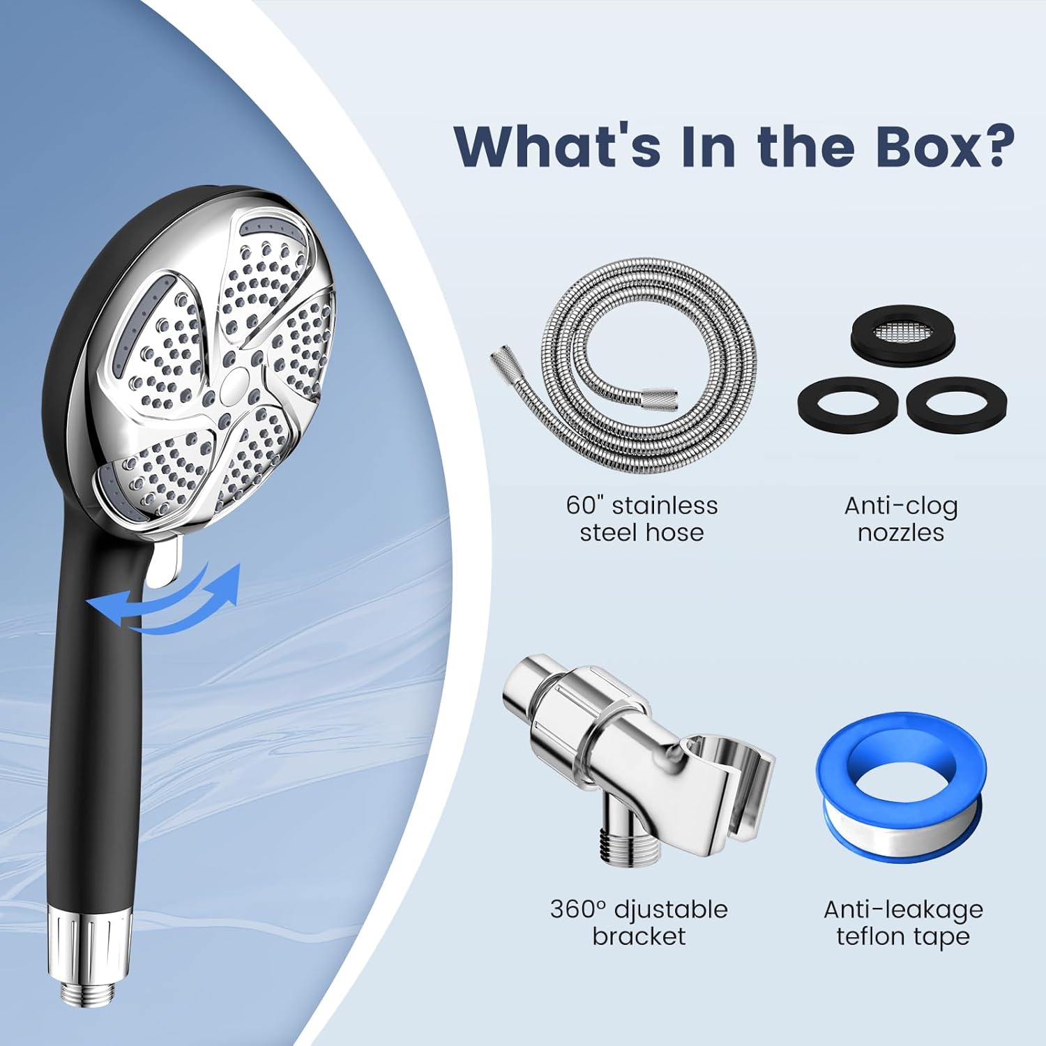 FEELSO Filtered Shower Head with Handheld, High Pressure 7 Spray Showerhead with Filters for Hard Water - Remove Chlorine, Reduce Dry Itchy Skin, Anti-clog Nozzles, Power Wash to Clean Tub, Tile & Pet
