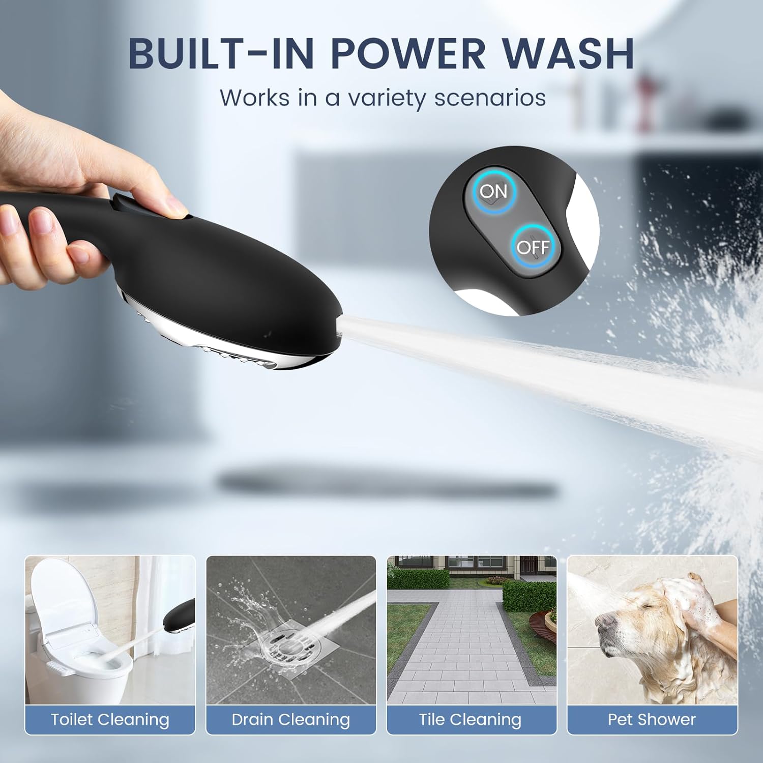 FEELSO Filtered Shower Head with Handheld, High Pressure 7 Spray Showerhead with Filters for Hard Water - Remove Chlorine, Reduce Dry Itchy Skin, Anti-clog Nozzles, Power Wash to Clean Tub, Tile & Pet