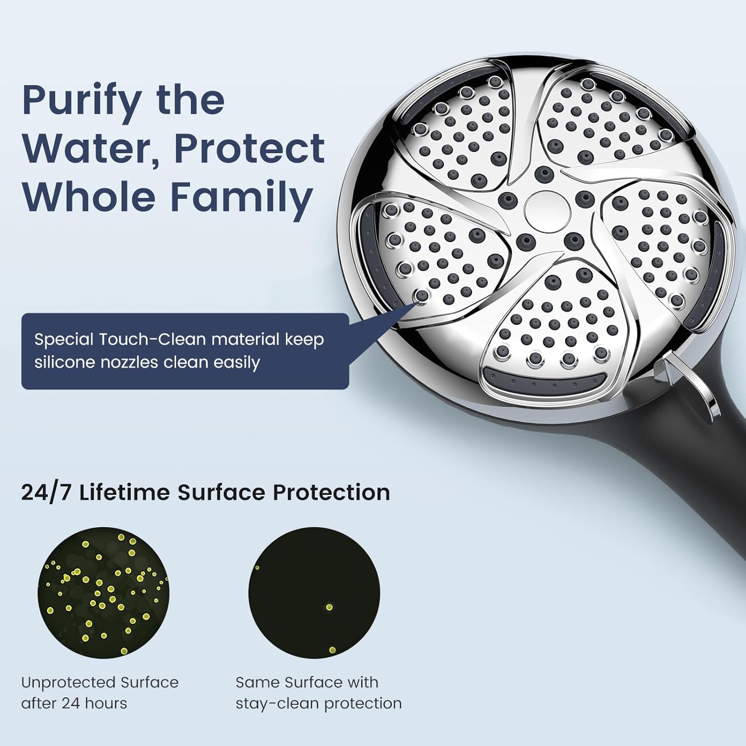 FEELSO Filtered Shower Head with Handheld, High Pressure 7 Spray Showerhead with Filters for Hard Water - Remove Chlorine, Reduce Dry Itchy Skin, Anti-clog Nozzles, Power Wash to Clean Tub, Tile & Pet