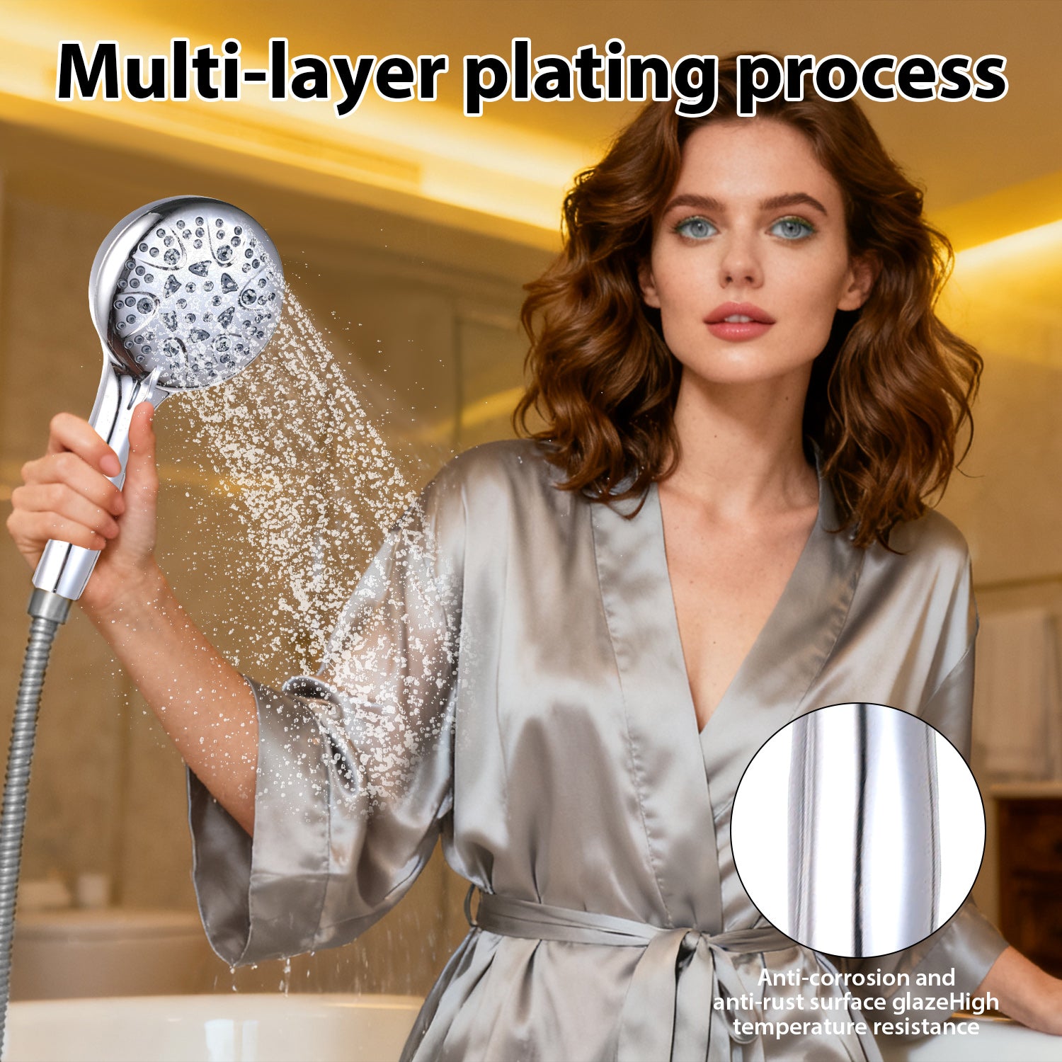 FEELSO High Pressure Shower Head with Hose - 7 Spray Modes & 8 Spray Patterns