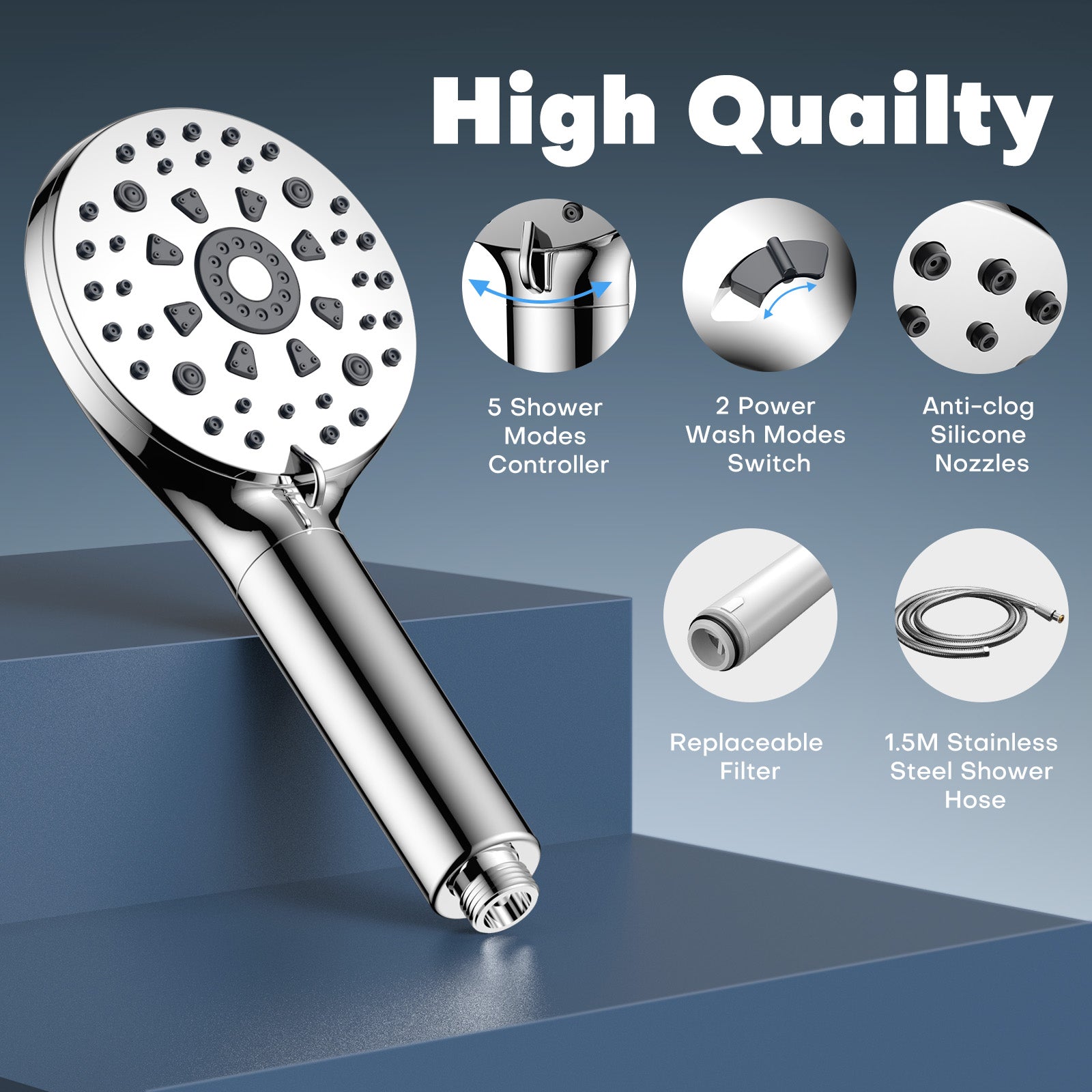 FEELSO SL3-Dual Backspray Five-Speed Handspray Filter Shower Head