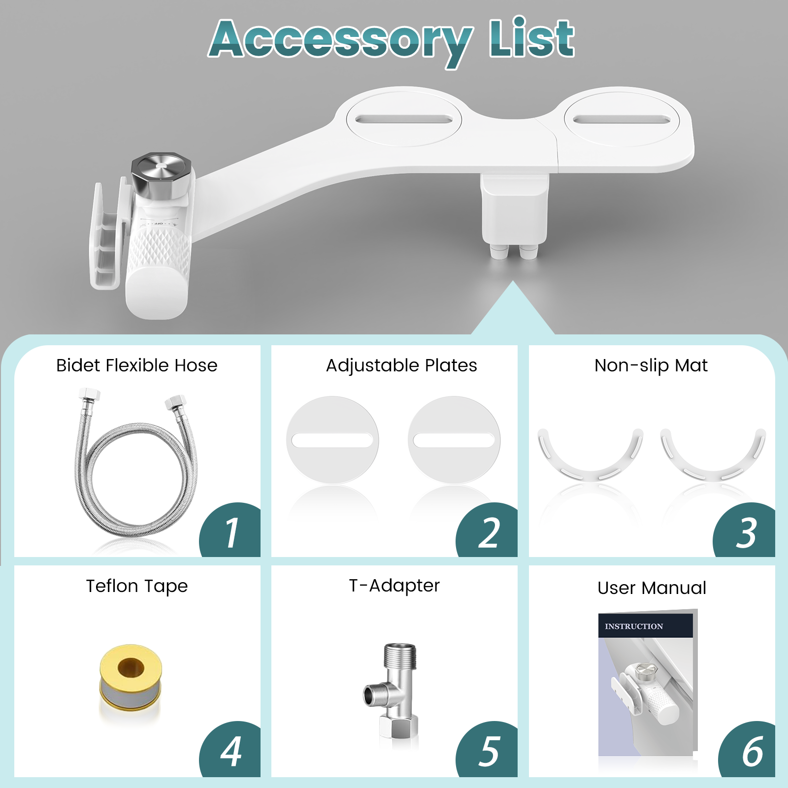 FEELSO Bidet Attachment for Toilet with Filter, Bidet Toilet Seat with Self-Cleaning Dual Nozzle (Frontal/Rear Wash), Ultra-Slim & Non-Electric bidet Sprayer for Hard Water, Adjustable Water Pressure