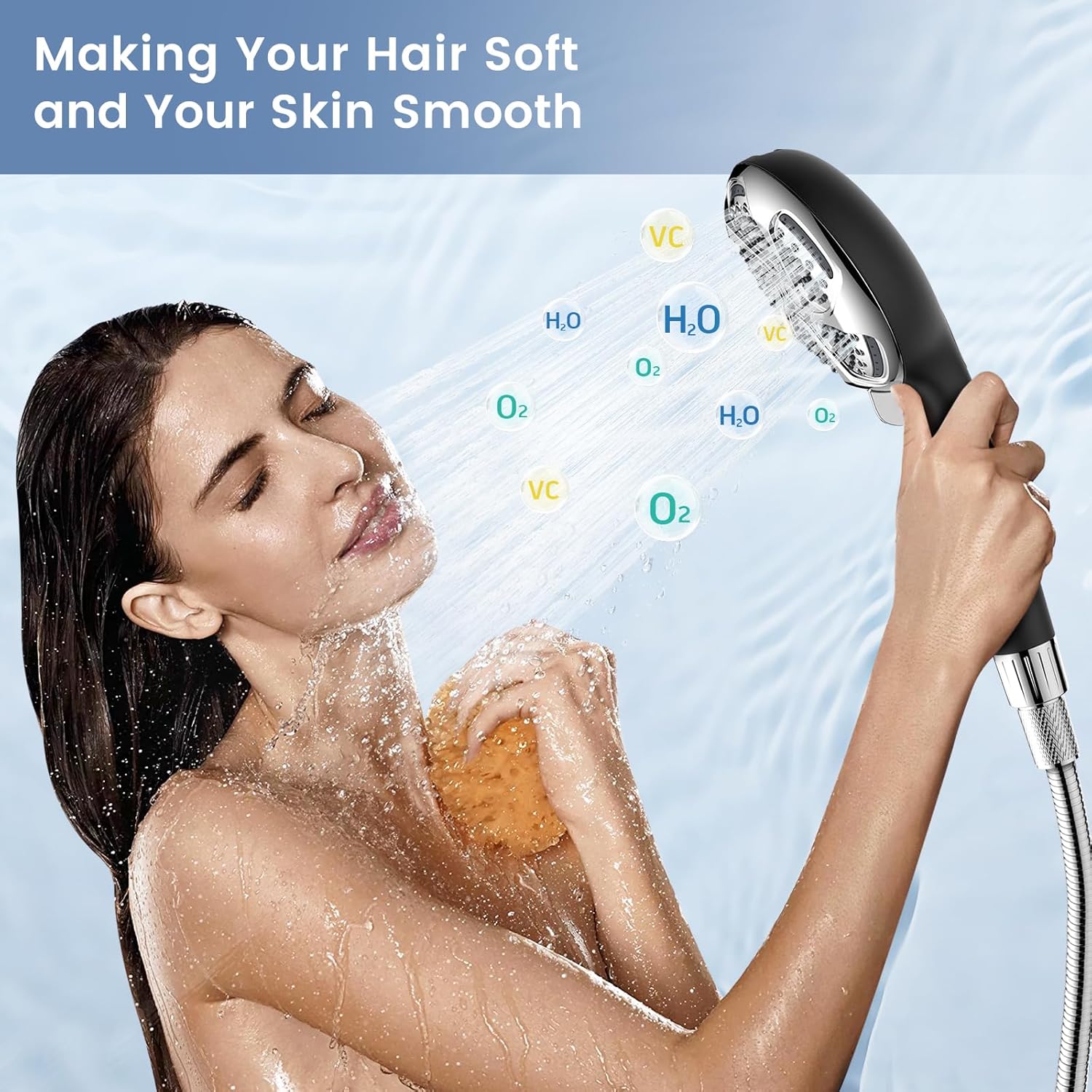 FEELSO Filtered Shower Head with Handheld, High Pressure 7 Spray Showerhead with Filters for Hard Water - Remove Chlorine, Reduce Dry Itchy Skin, Anti-clog Nozzles, Power Wash to Clean Tub, Tile & Pet