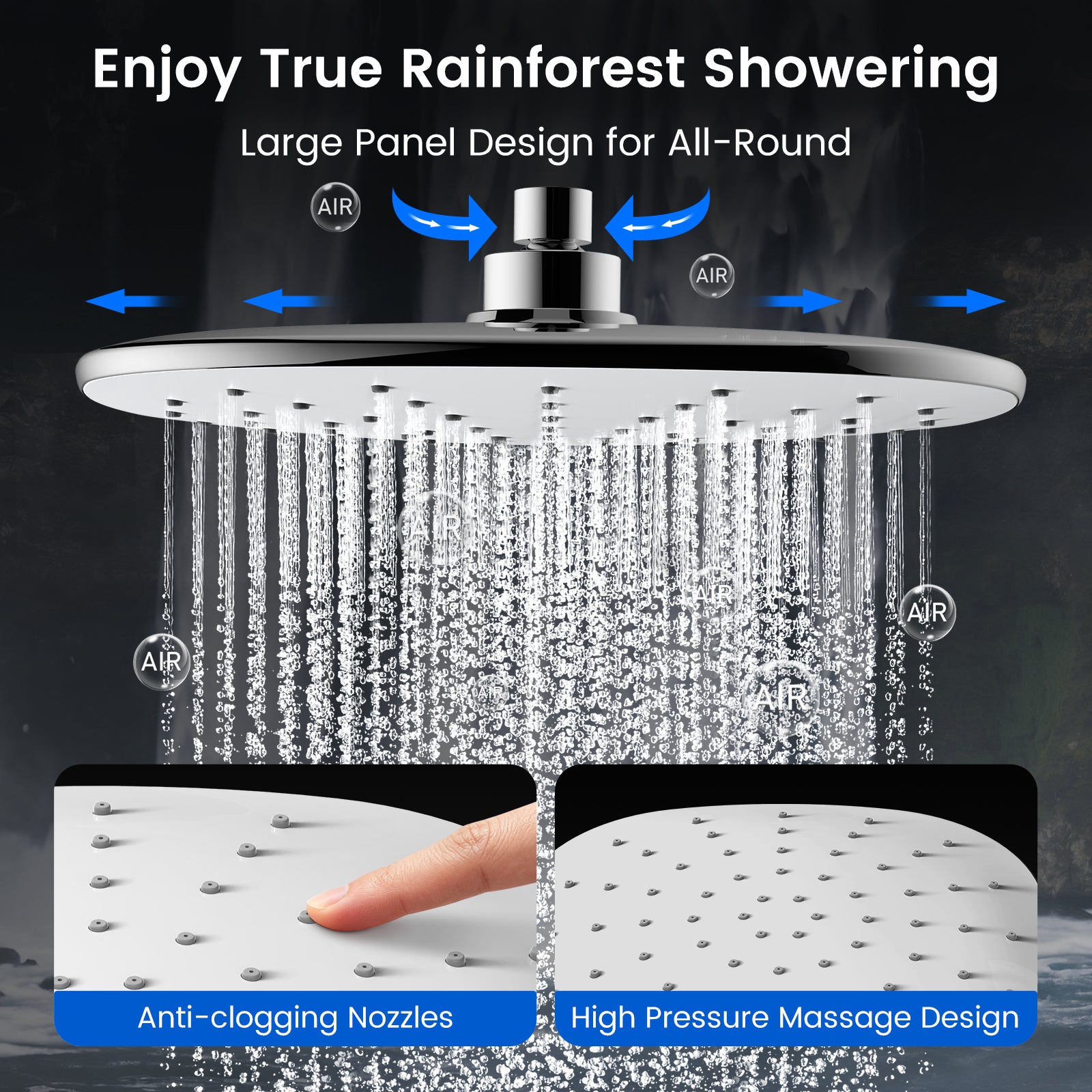 FEELSO T6 Large Rainfall Filtered Shower Head Set