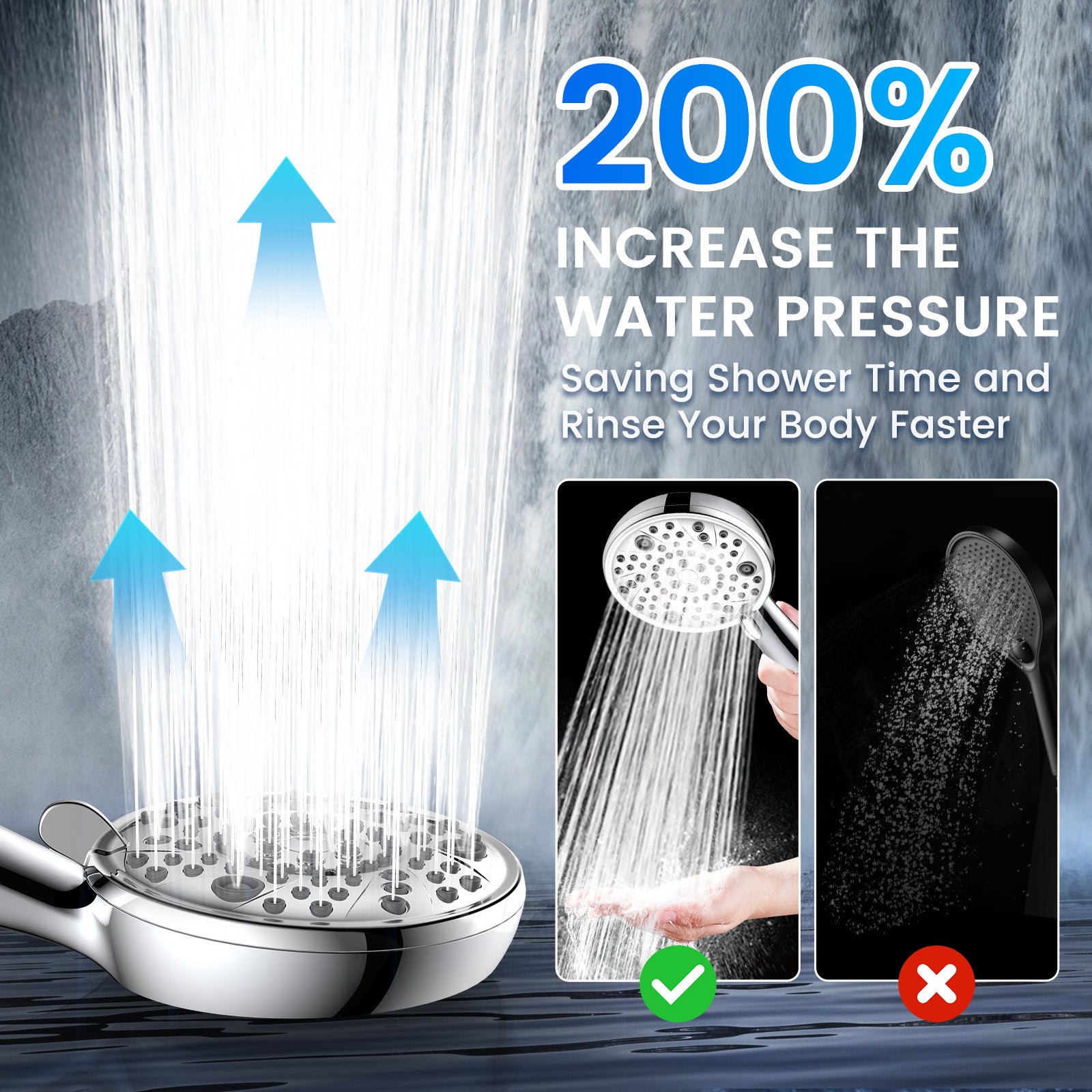 FEELSO T5 Filtered Shower Head Kit | 7+8 Modes High Pressure Massage Shower Set