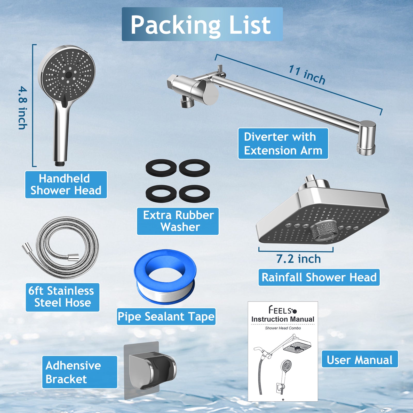 FEELSO Three-Level Overhead Shower Set