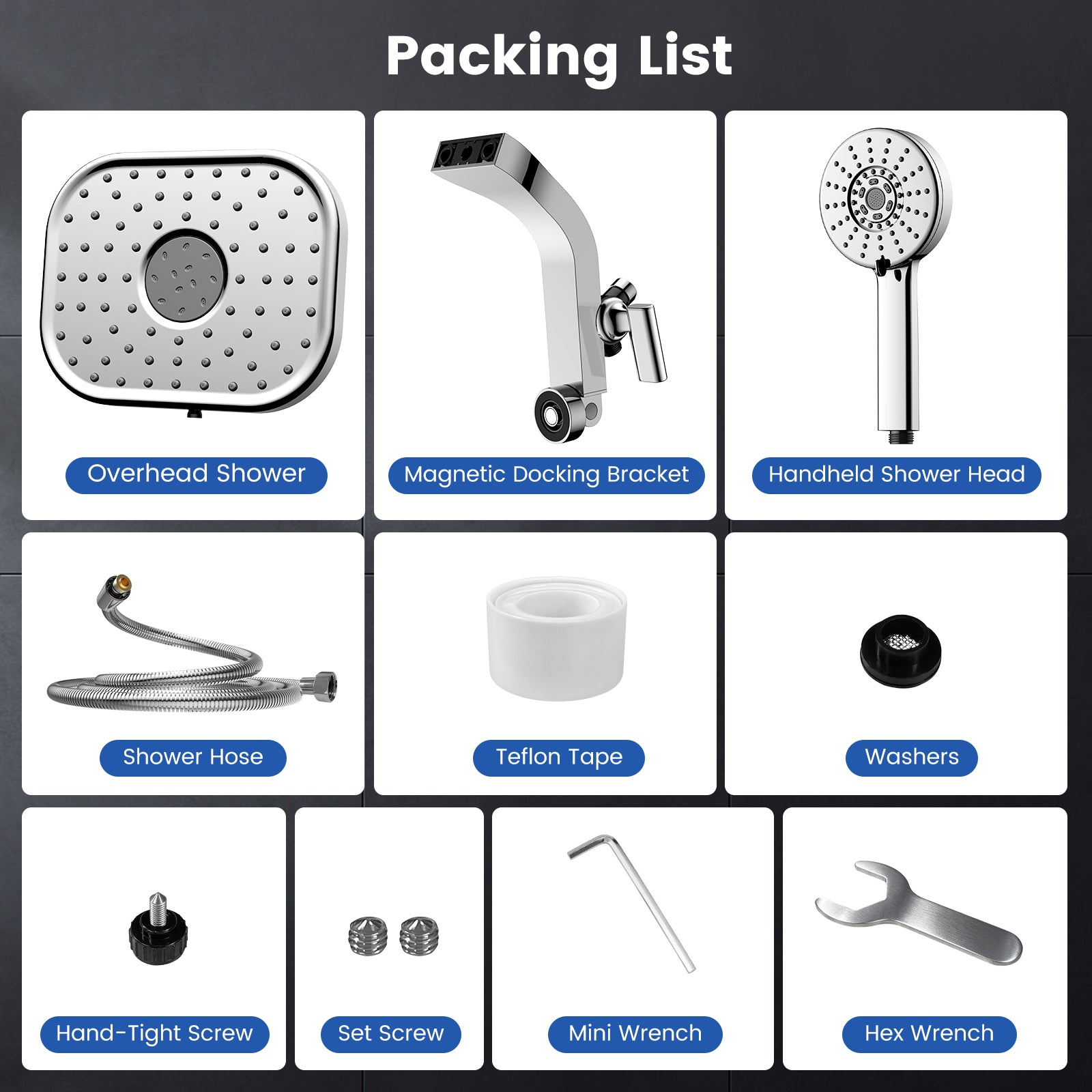 TDL1 4-Function Magnetic Shower Head Set